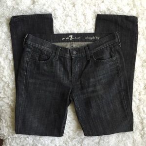 7 For All Mankind Black Straight Cut Jeans